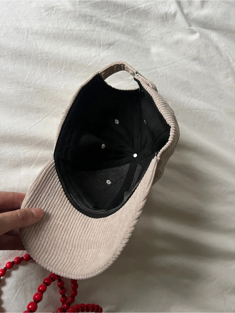 Neutral Corduroy Baseball Cap — Women's Beige Hat